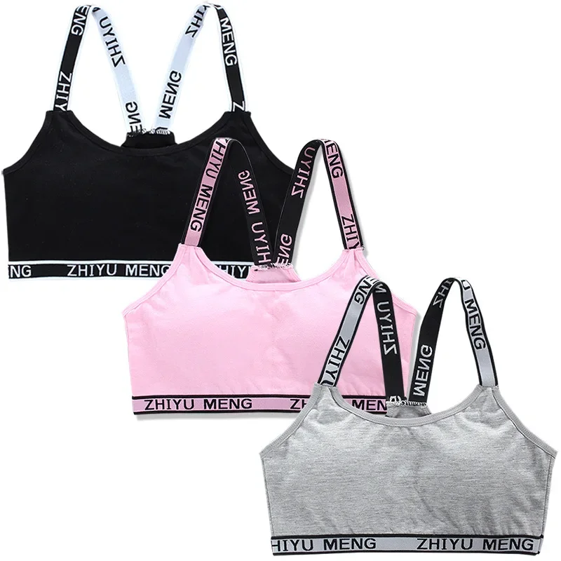 

3PC Girls Training Bra Kid's Underwear for Teens Sport Bra Teen's Topic 8-16Years
