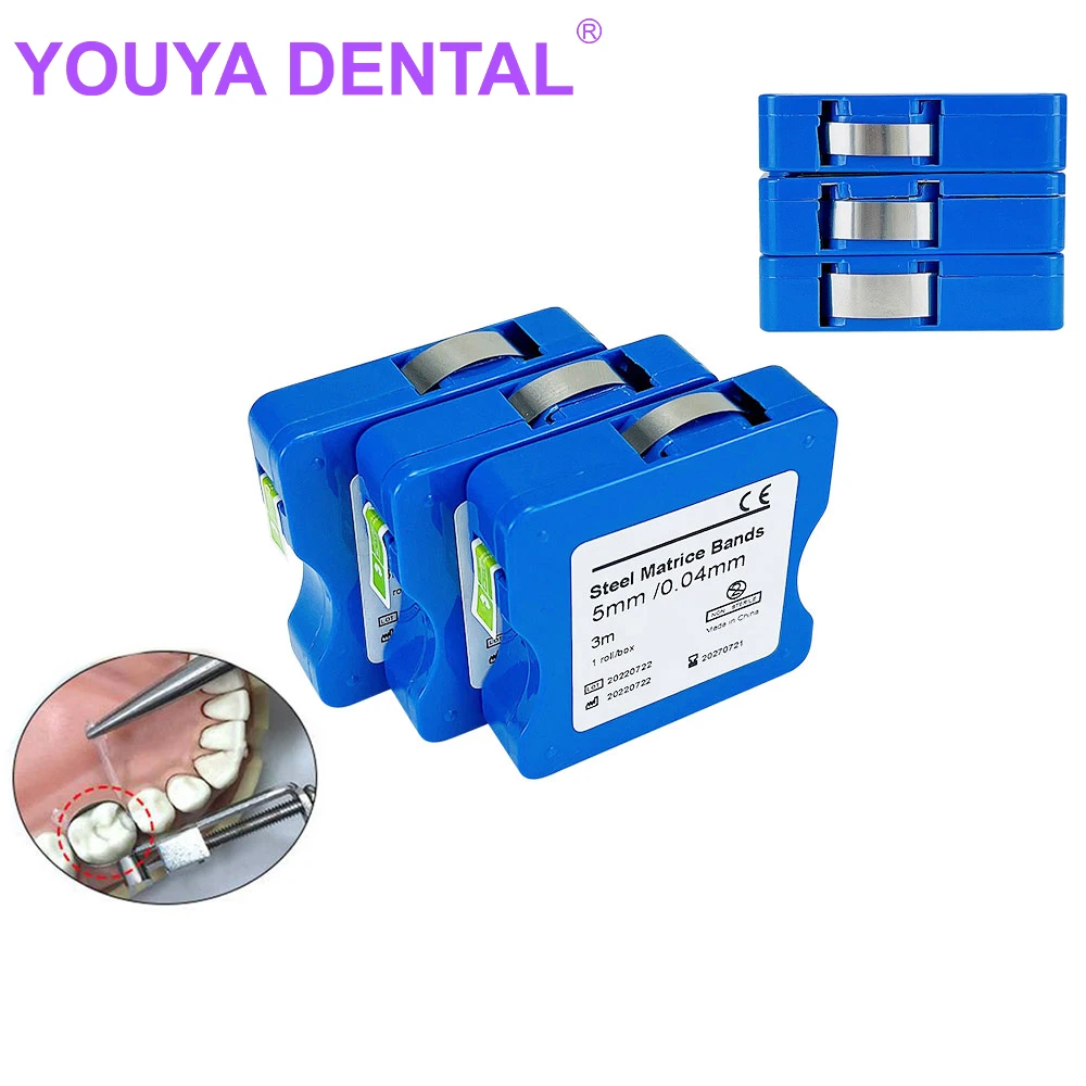 1 Rotolo Dental Matrix Bands Fasce Per Matrice In Acciaio Inossidabile 5/6/7Mm Larghezza 0.025Mm Thichness Good Elastic Steel Matrix Strips Dental