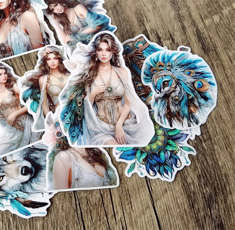 Süße selbstgemachte Aquarell exotische Stamm Prinzessin Mädchen Scrapbooking Aufkleber/dekorative Aufkleber/DIY Handwerk Fotoalben Kawaii – Detail 4