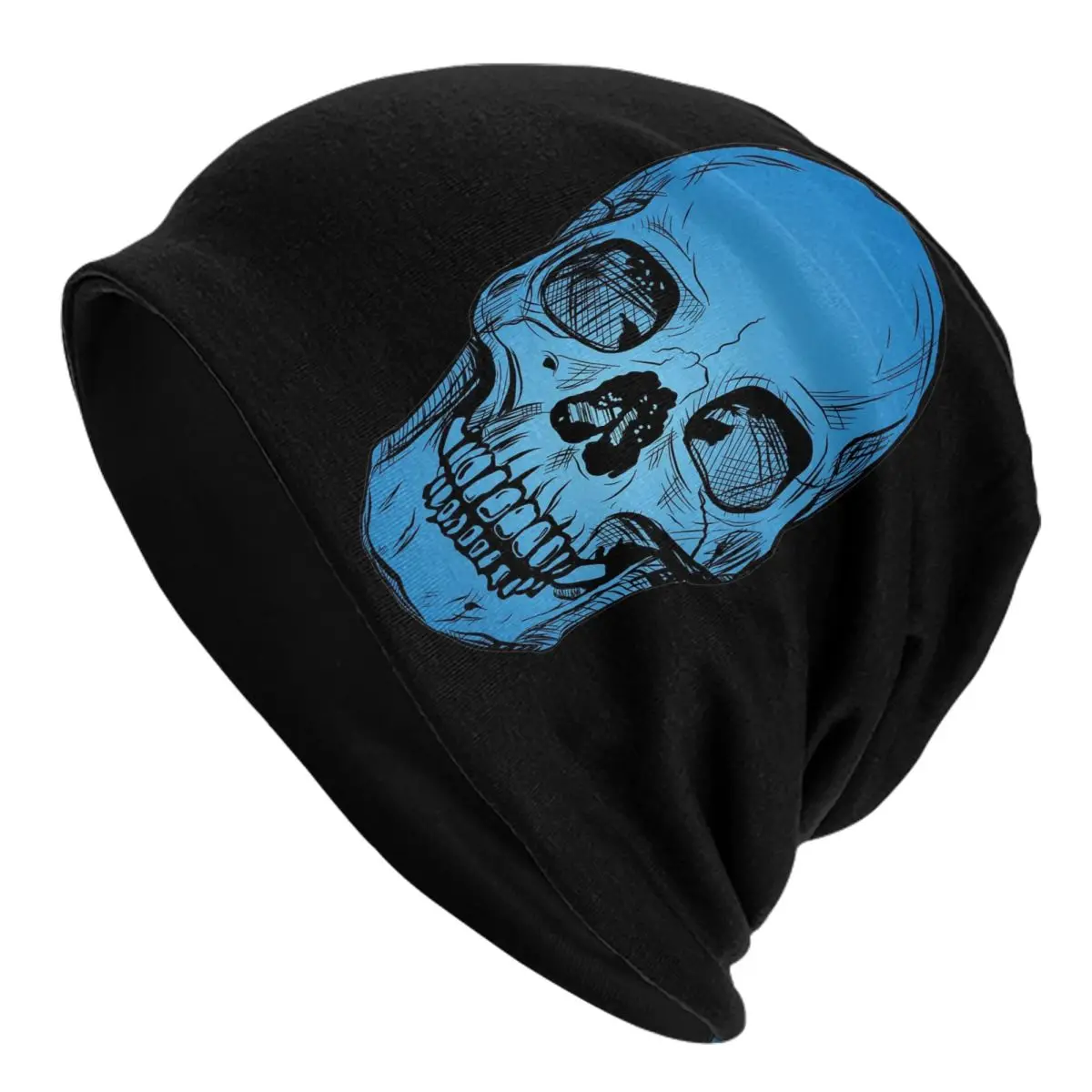 

MOTORCYCLE SKULLS BLUE Vintage Skullies Beanies Hat Fashion Men Women Outdoor Caps Warm Dual-use Bonnet Knitted Hat