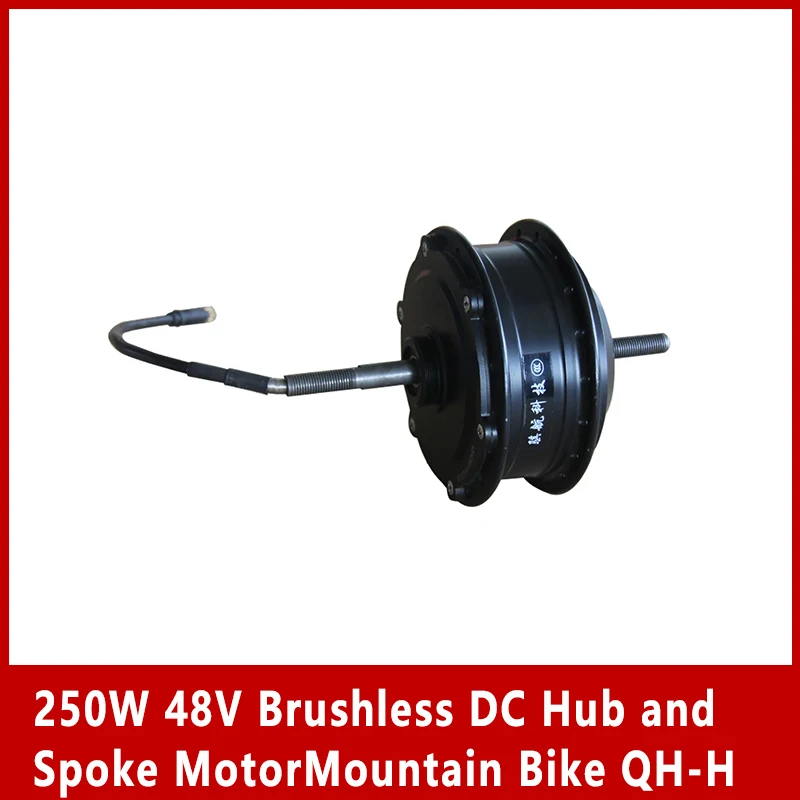 

250W 48V Brushless DC Hub and Spoke Motor Dual output shaft Mountain Bike QH-H Conversion MotorDisc Brake Shift