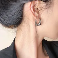 Stainless Steel Smooth Metal Chunky Hoop Earrings For Women Girls Fashion Round Circle Hoops Statement Earrings Punk Jewelry 4