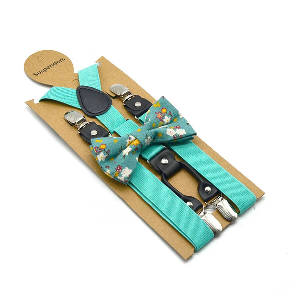 Solid Color Bowknot Elastic Leather Suspenders Braces Men Women Adjustable Straps For Wedding Suit Skirt Accessories Gift