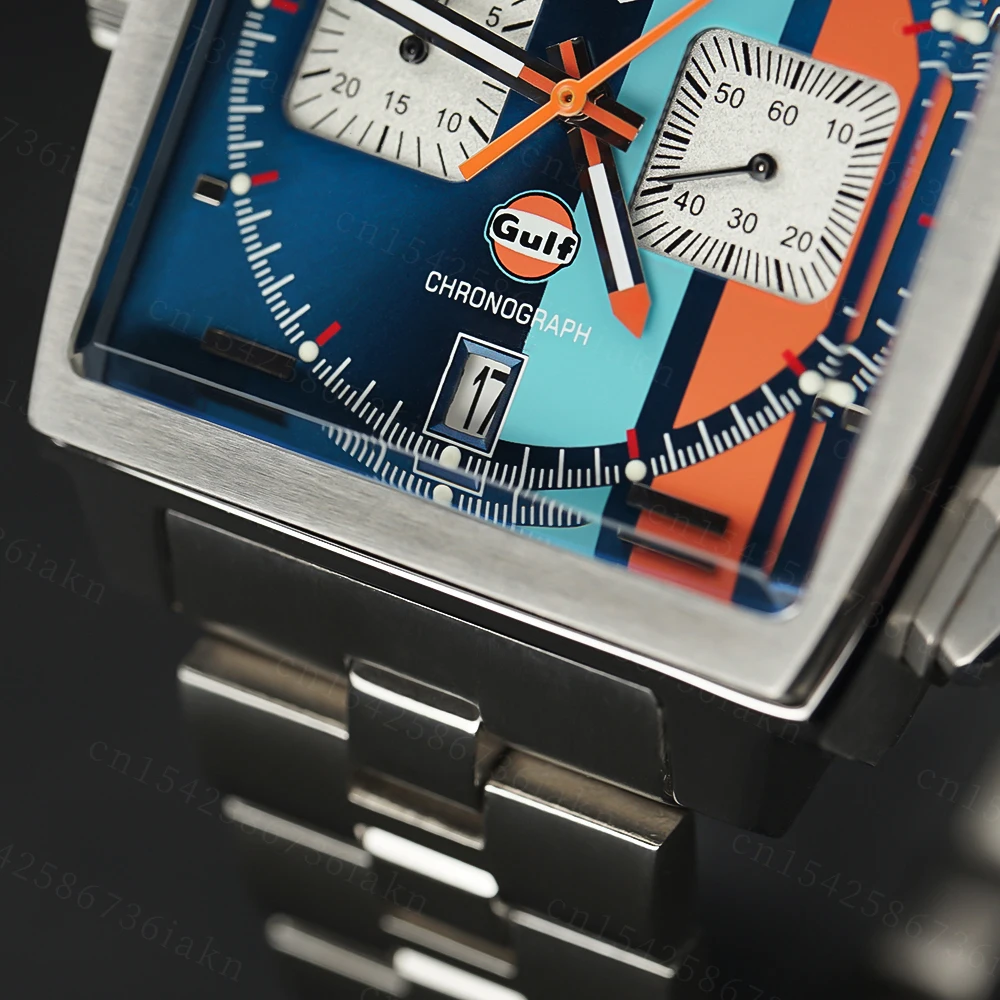 2022 Fashion New Square Color Bar 37mm Men's Leisure Sports Sapphire Mirror Stainless Steel Material Waterproof Quartz Watch