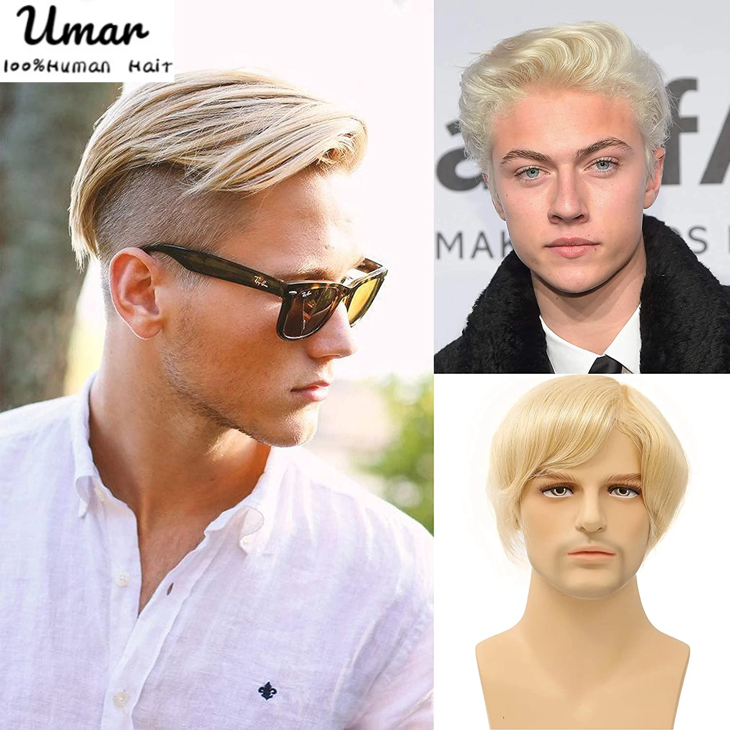 Ultra Thin Skin Men's Hair Systems 0.03-0.04mm V-Loop Full PU Men Toupee Wigs For Men 90% Density Breathable Human Hair System