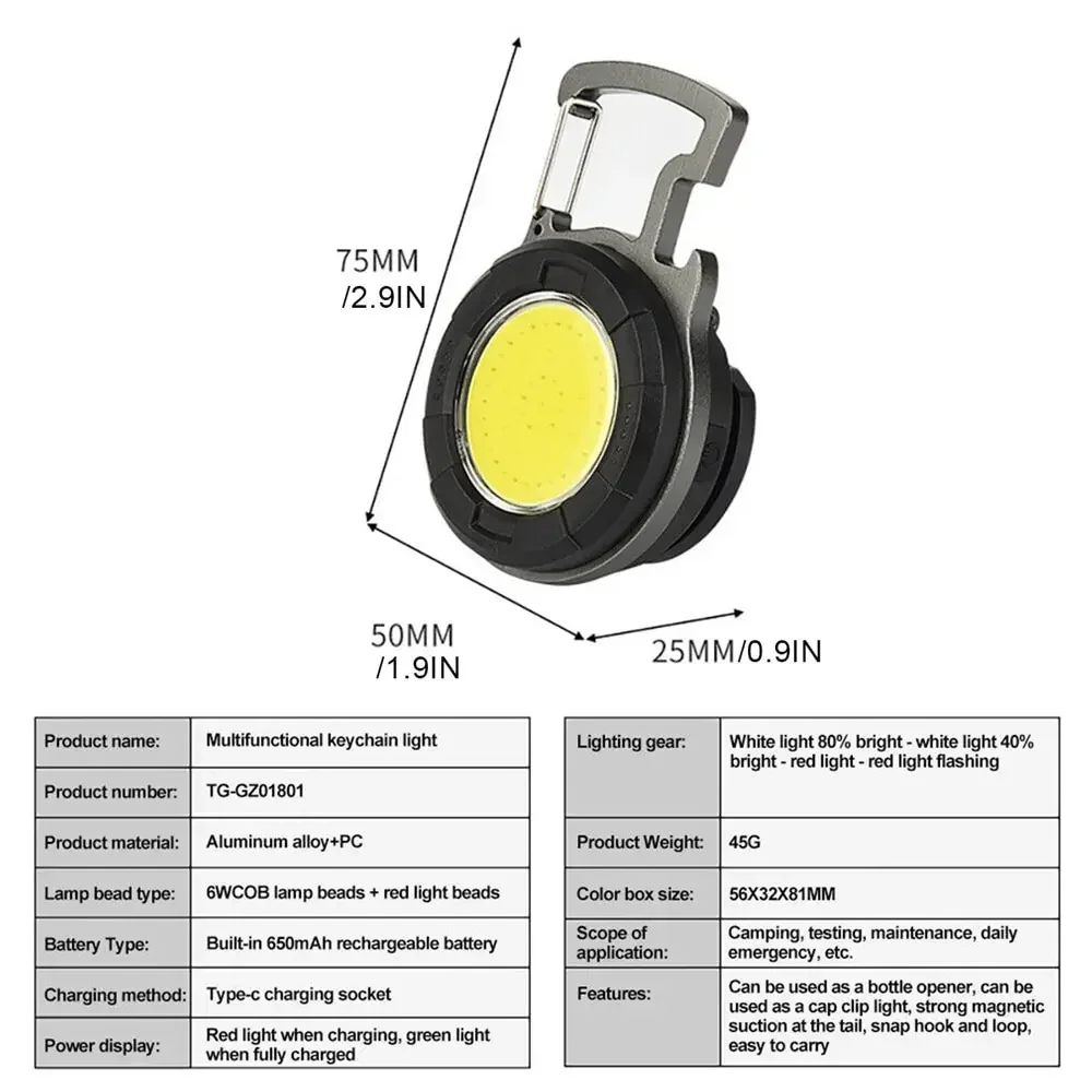 COB Mini Flashlight Type-C Charging Multi Functional Super Bright Waterproof Outdoor Camping Lighting Magnetic Work Light camping light,portable flashlight
