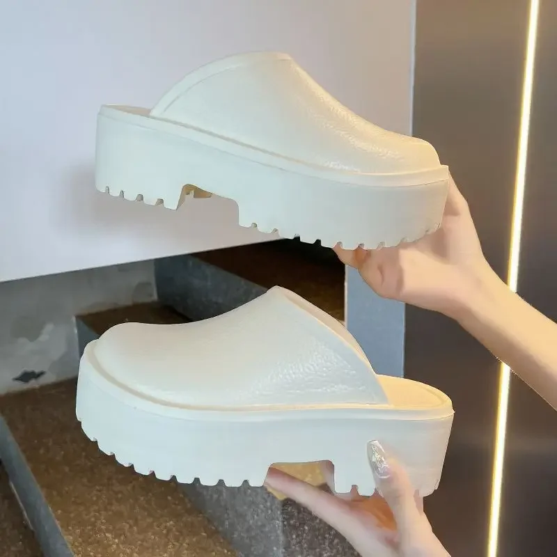 2023 Women Summer Slippers Platform Flat Heel Outdoor Mules Shoes Fashion Casual High Quality Ladies Thick-Sole Beach Slides