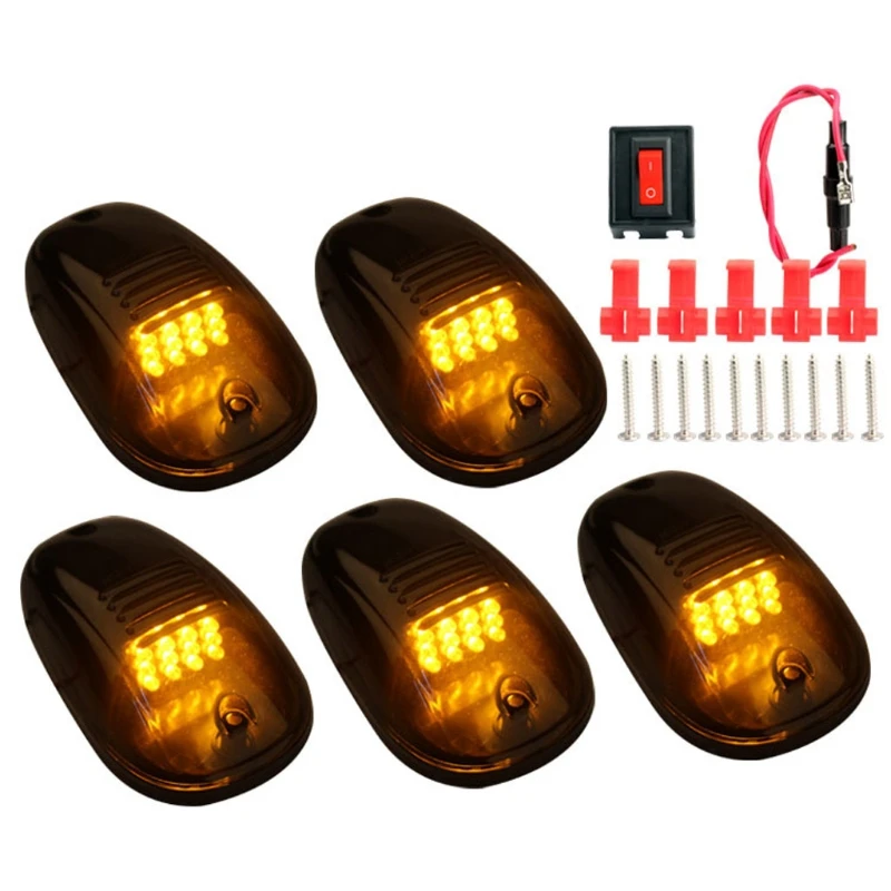 5pcs 12V/24V Car Roof Marker Light Amber LED Clearance Marker Lights