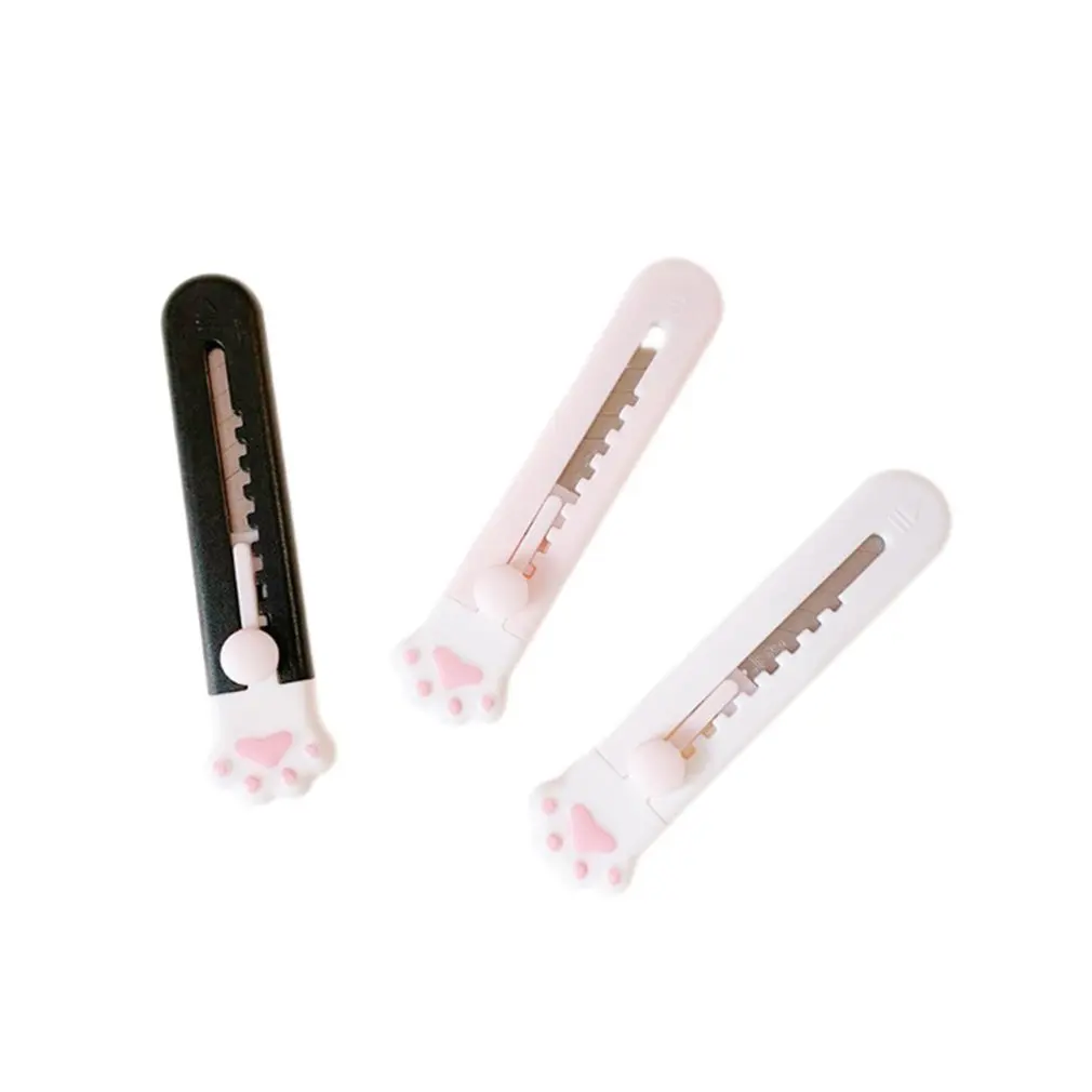 S163c2c9dc2a04fe88aff87f96cba044dM Mini Pocket Cute Cat Paw Art Utility Knife For Cutting Paper Express Box Knife Paper Cutter Craft Wrapping Blade Stationery