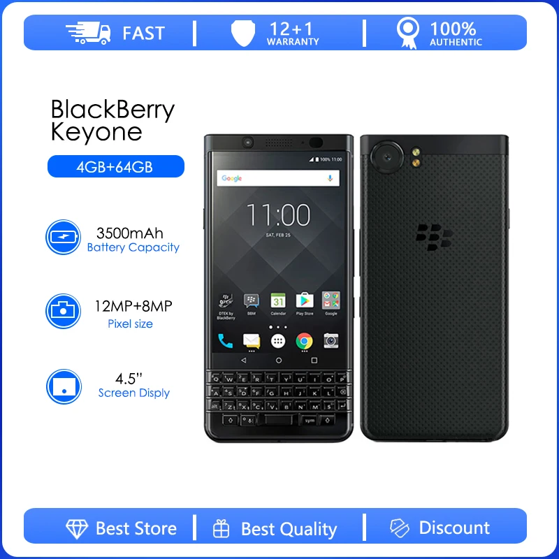 BlackBerry Keyone Refurbish Key1 Asli Octa core 12MP 4.5 "3GB 4GB RAM