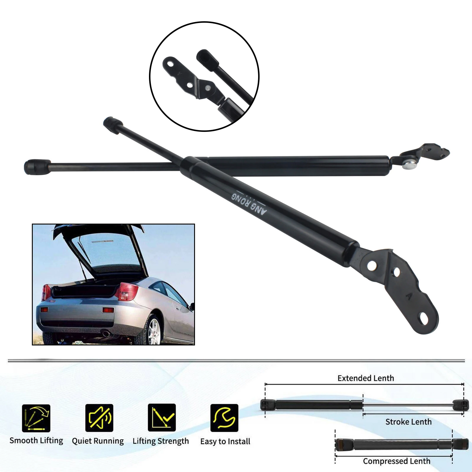 Autokofferbakgasveren Voor Toyota Voor Yaris Voor Vitz 2005 2006 2007 2008 2009 2010 2011 Hatchback 2 Stuks Achterklep Boot Gasveren Lente Schokken Demper 68950-0D020 Ondersteunt Kofferbak Stutten