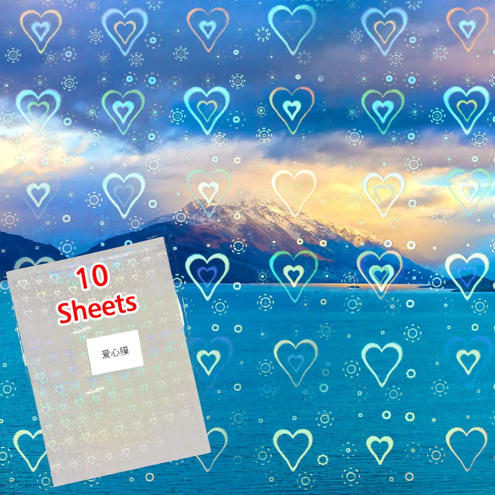 10 Sheets Back Heart Cold Laminating Film A4 210*297mm Adhesive Tape On Paper Plastic DIY Package Color Card Photo | Канцтовары для