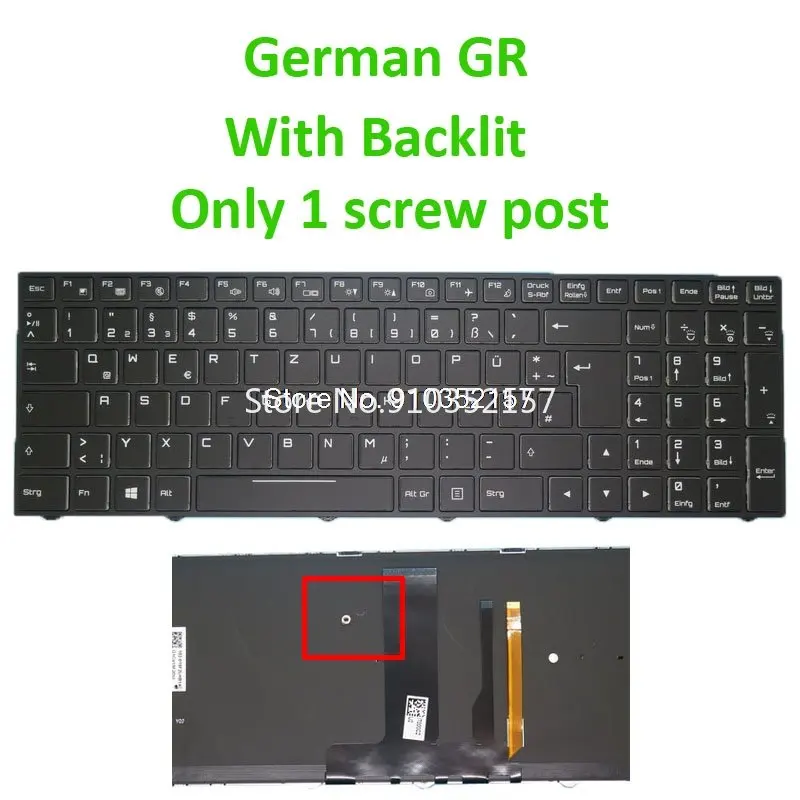 

GR Backlit Keyboard For CLEVO N850 N850HK N857HK N855HJ N857HJ N950 CVM15F26D0J430J3 CVM15F26D0J430E 6-80-N85H0-072-1 German