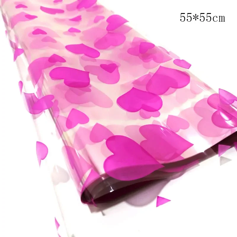 50pcs OPP Clear Star Flower Gift Box Wrapping Paper Cellophane Heart-shape Christmas Eve Apple Wrapping Plastic Papers 45cm 55cm