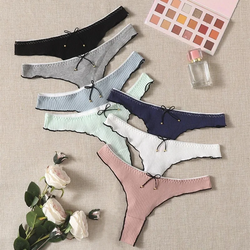 

2Pcs/lot Women's Cotton Sports Panties Underwear Seamless Thongs Low Waist Woman Letter G-String Comfort Lady Lingerie