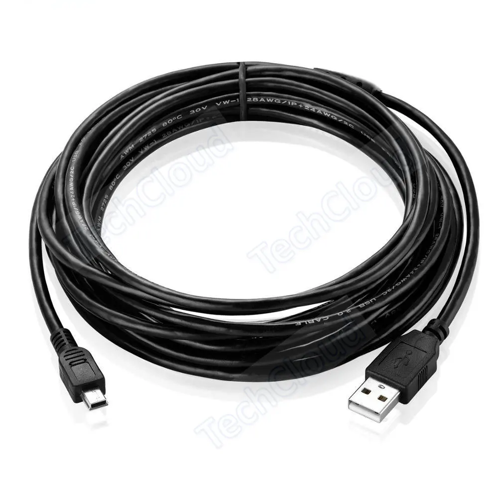 Durable USB 2.0 Type A to Mini 5P Cable with Enhanced Shielding - Multiple Lengths Available