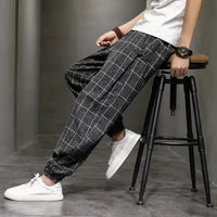 Cotton Linen Pants for Men New Trend Disc Buckle Hallen Pants Man Spring Summer Comfortable Breathable Casual Pants 2