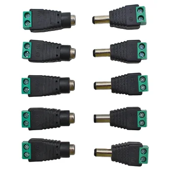 5 คู่ DC 12V ชายหญิง 2.1*5.5 มม.ปลั๊กอะแดปเตอร์แจ็คซ็อกเก็ตสําหรับสัญญาณสี LED Strip กล้องวงจรปิดกล้อง 1