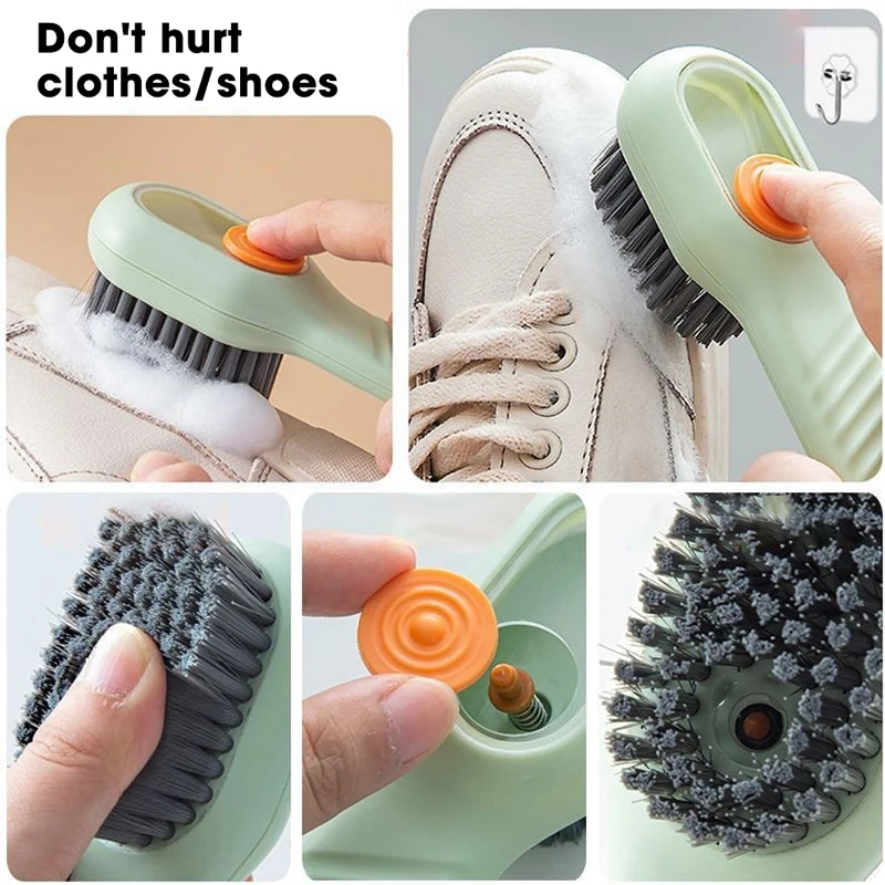 Andiker Cepillo de zapatos de limpieza profesional, limpiador  multifuncional de mango largo para zapatos, cepillo de cerdas suaves  colgantes para