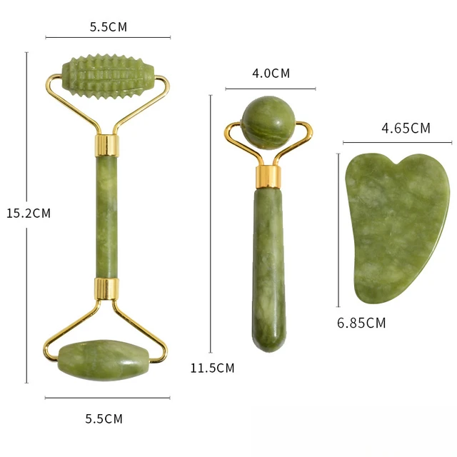 2pc Natural Jade Roller Face Gua Sha Massage Natural Stone Body Neck Massager Acupoint Eye Care Spa Tools Massage Visage Lifting 6