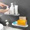 Bathroom Storage Shelf Plastic Wall Mount Shelf Adhesive Soap Shower Shelves Seasoning Bottle Bracket Storage Rack   رف تخزين 3