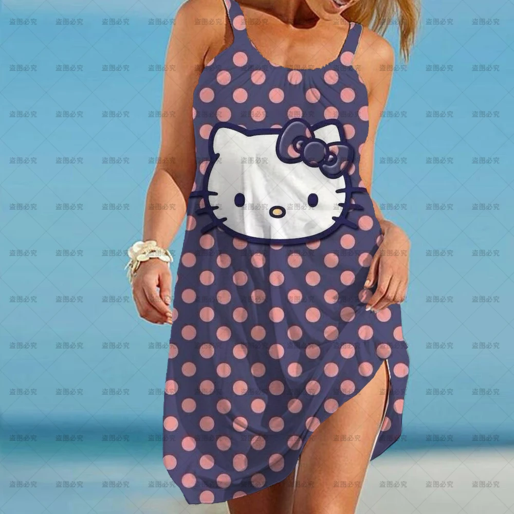 Summer Fashion 3D Print Hello Kitty Women's Sleeveless Dresses