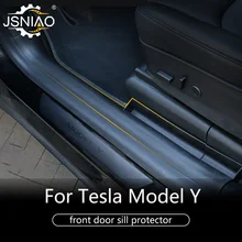 For Tesla model Y threshold bar door welcome pedal TPE corner guard kick guard accessories modification Car Anti-dirty Pad