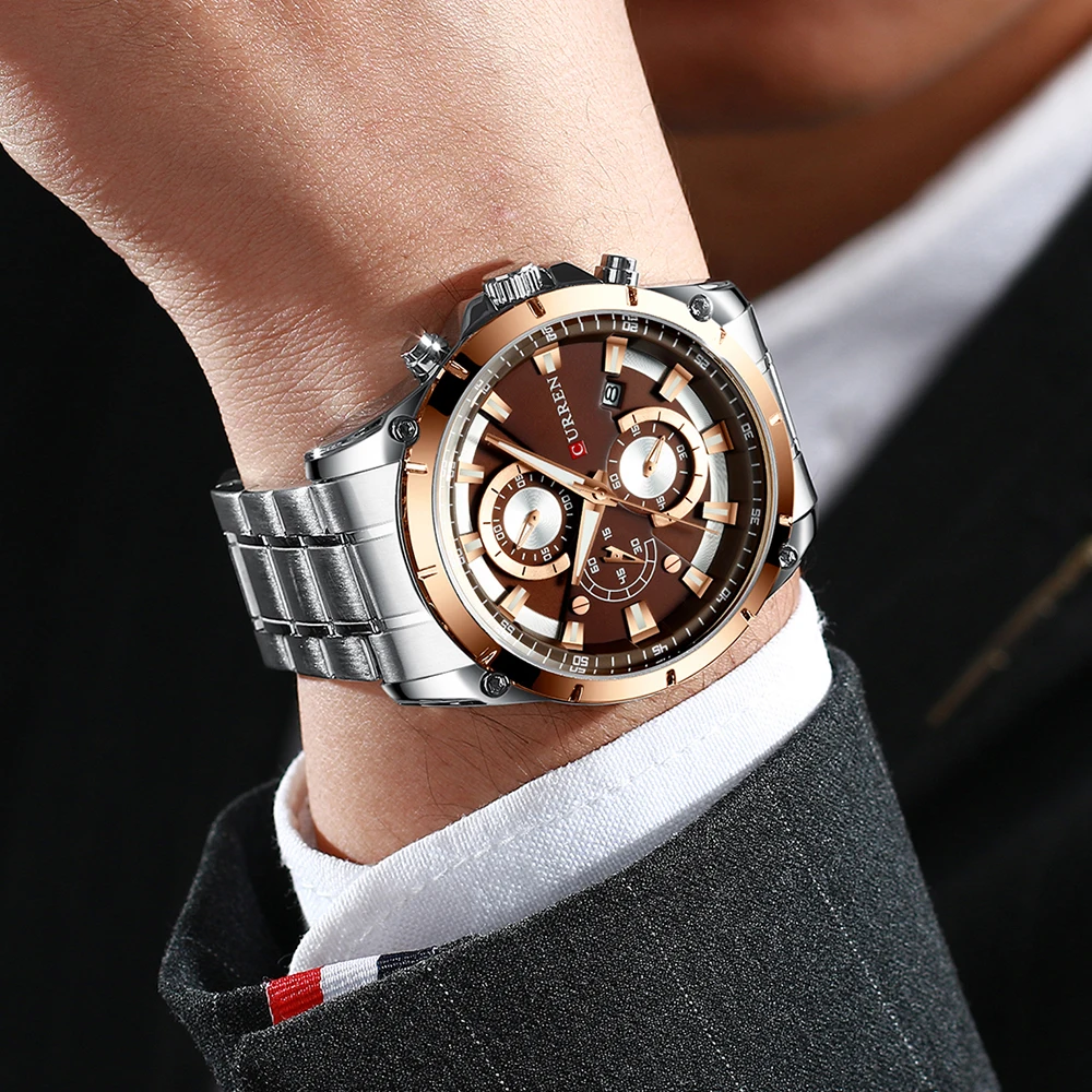 CURREN Men's Luxury Waterproof Automatic Date Watch with Gift Box