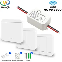 433Mhz RF Wireless Light Switch Push Button Wall Smart Switch AC 110V 220V Relay Receiver Remote for Home Appliance Lamp Fan