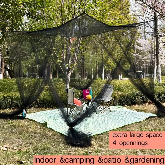 Grand moustiquaire à quatre portes, housse en maille de polyester respirante, adaptée au camping en plein air, anti-insectes en été 3
