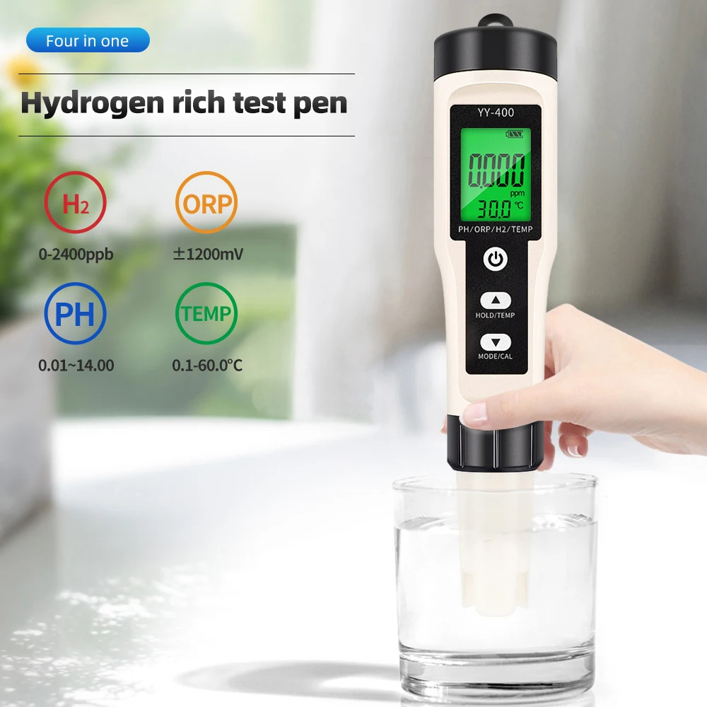 4/3/2 in 1 Optional PH ORP H2 Temperature Hydrogen-rich Meter Portable Pen Water Quality Tester for Aquarium Pool Hydroponic 2