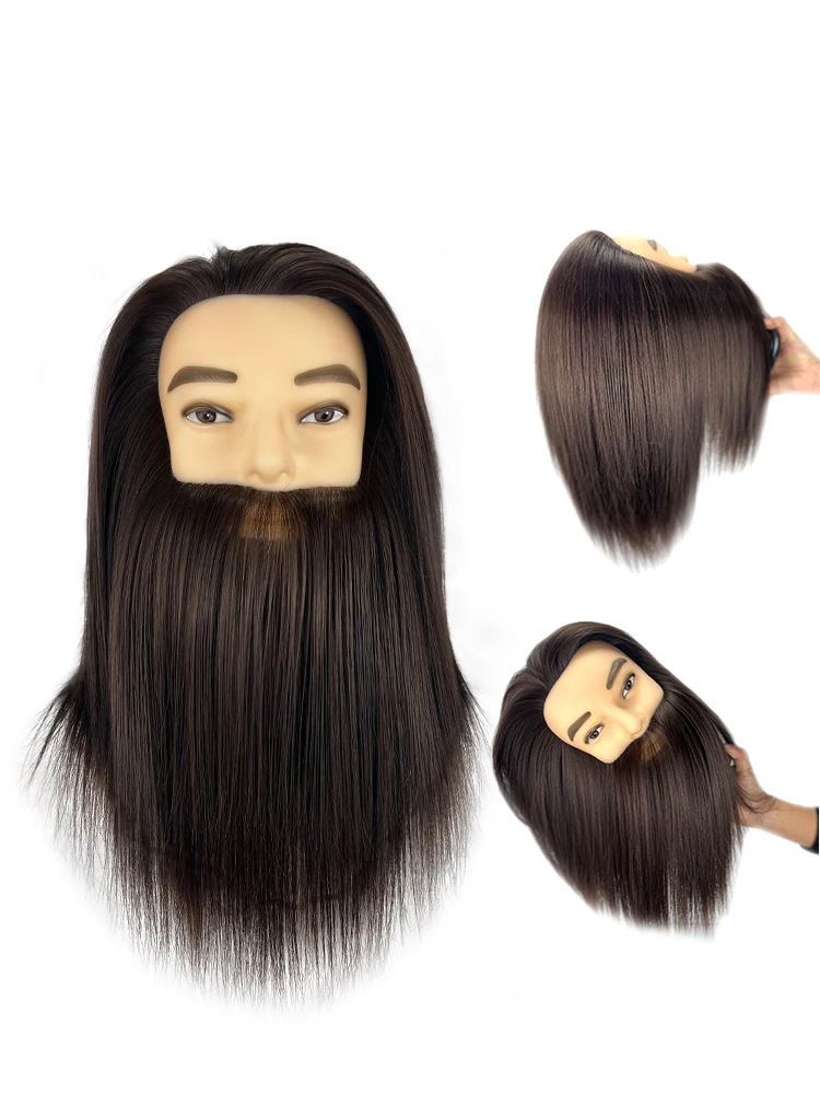 Simnient 12 pollici maschio manichino testa acconciature bambole fittizie 100% capelli in fibra sintetica per teste di barbiere parrucchiere parrucca manichino - immagine 6