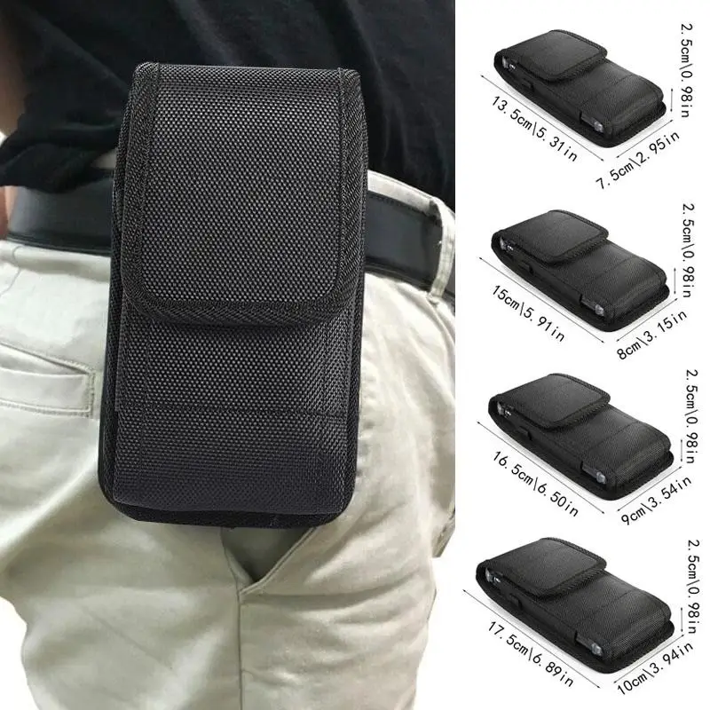 Black Nylon Universal Phone Pouch Belt Clip Case