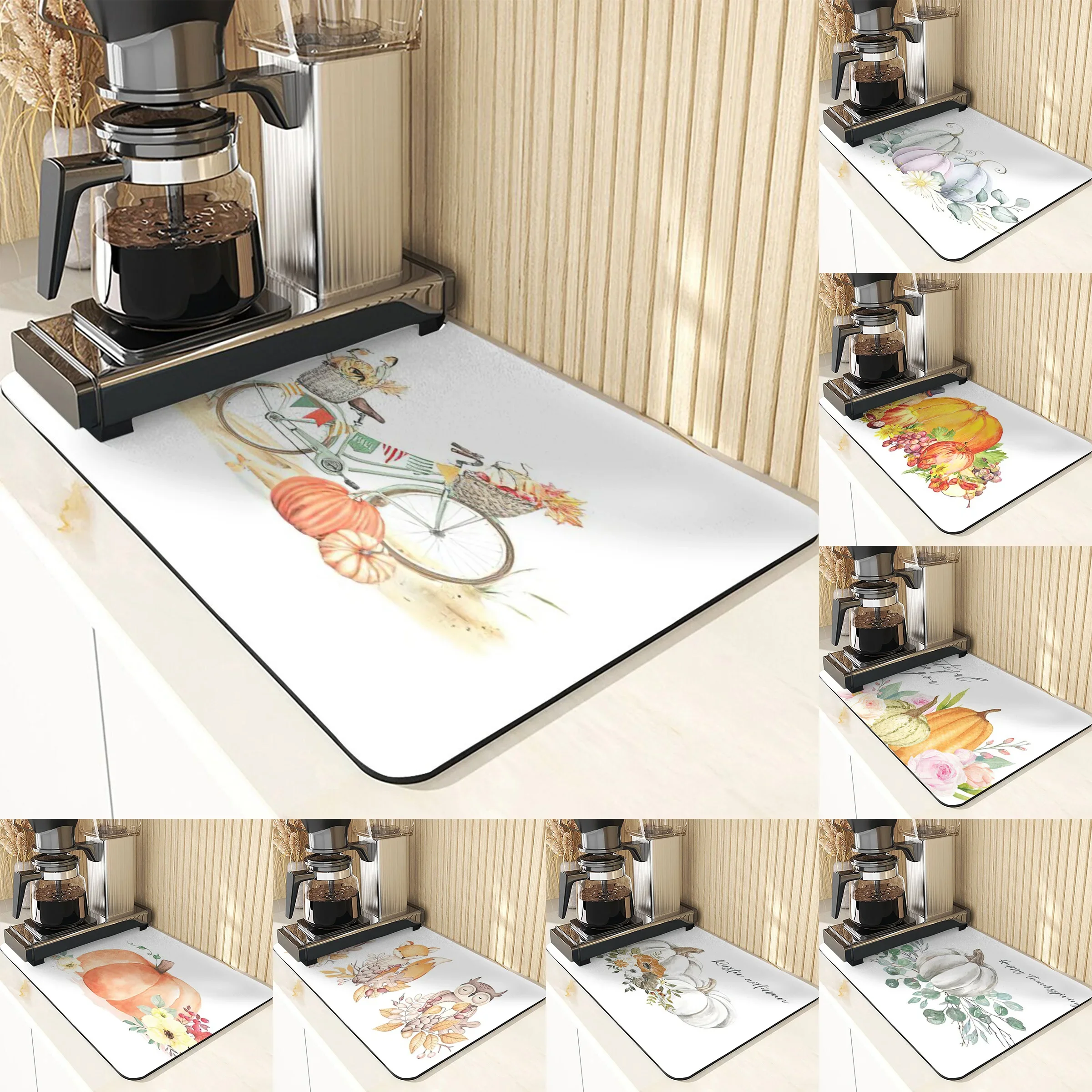 

Простой коврик для слива велосипеда в виде тыквы, кухонный коврик, Впитывающий Коврик для осеннего урожая, нескользящий подставка для кофе на День Благодарения