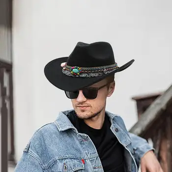 Cowboy Hats Party Classic Roll Up Beach Hat With Feather Hat Band Cowgirl Hat Cow Boy Hat Clothing Accessories For Men Women 3