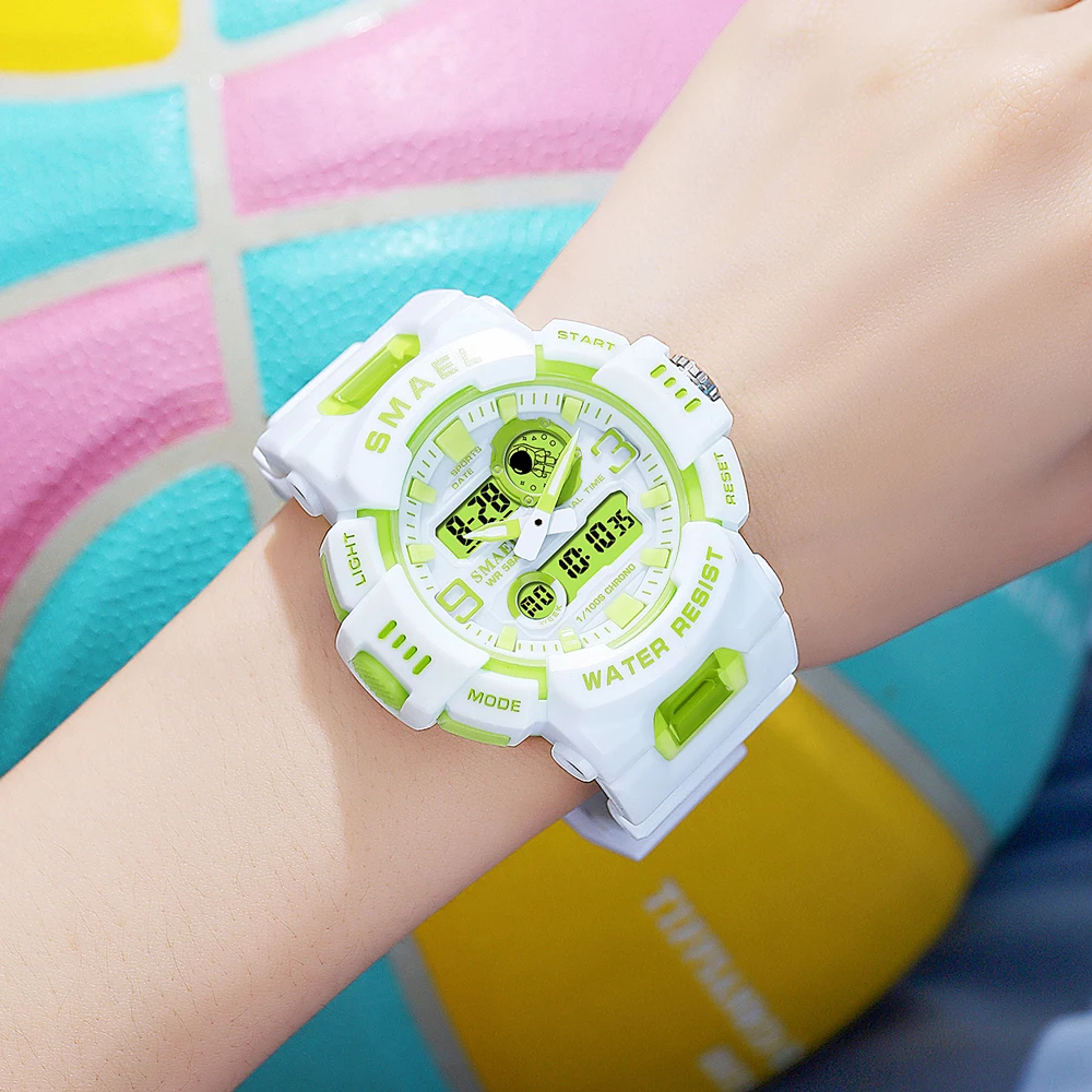 SMAEL Midsize Digital Watch Women Youth Vitality Multifunctional Sport Electronic and Quartz Wristwatch School Girl Stopwatch digital watch