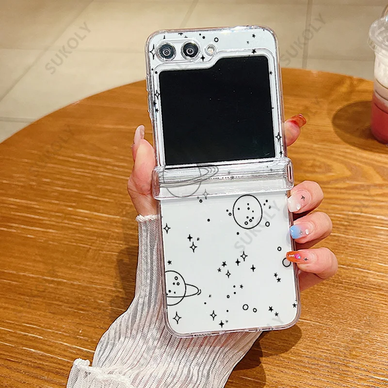Elegant Floral Transparent Folding Phone Case - Hard Back Cover