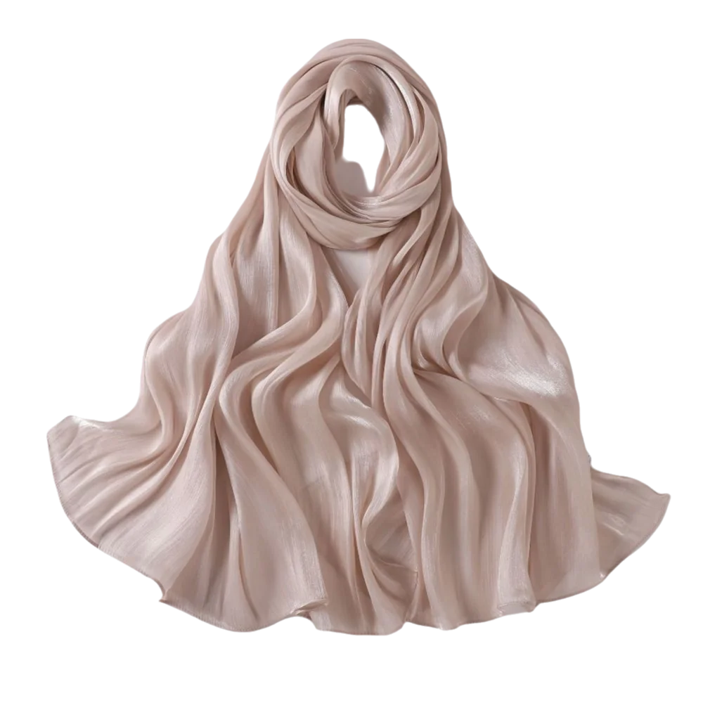 Hochwertiger einfarbiger Seidenschal aus Chiffon, langer Chiffon-Hijab-Schleier, weicher, glänzender Sonnenschutz-Schal für den Außenbereich – Detail 7