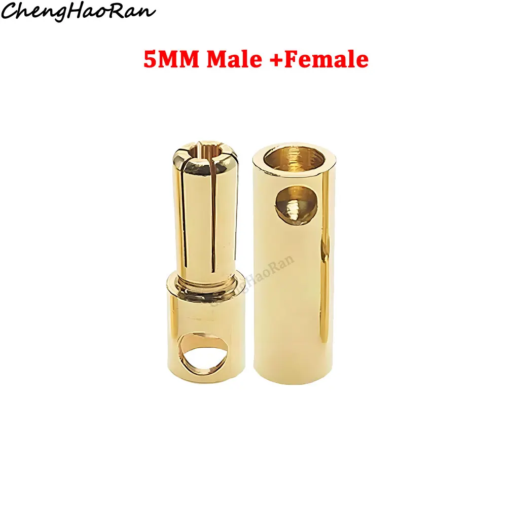 2 Pcs 2mm 3mm 3.5mm 4mm 5mm 5.5mm 6mm Banana Plug Gold Plated Copper Brushless Motor Bullet Connector For ESC Battery Wholeale