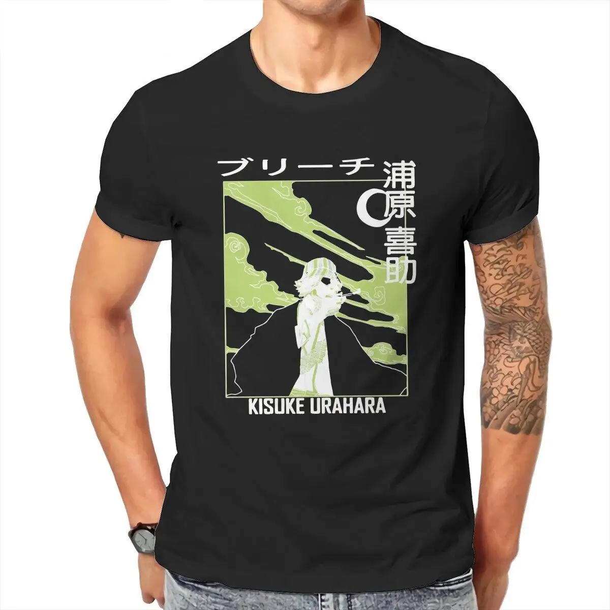 

Men's T-Shirt Kisuke Urahara Bleach Amazing Pure Cotton Tee Shirt Japanese Anime Manga T Shirt Crewneck Tops Gift Idea
