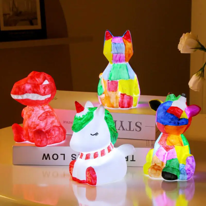 

Cat Graffiti Dinosaur Graffiti Toy Diy Hand-painted Lamp Hand-painted Night Light Childrens Handmade Toys Anti-fall