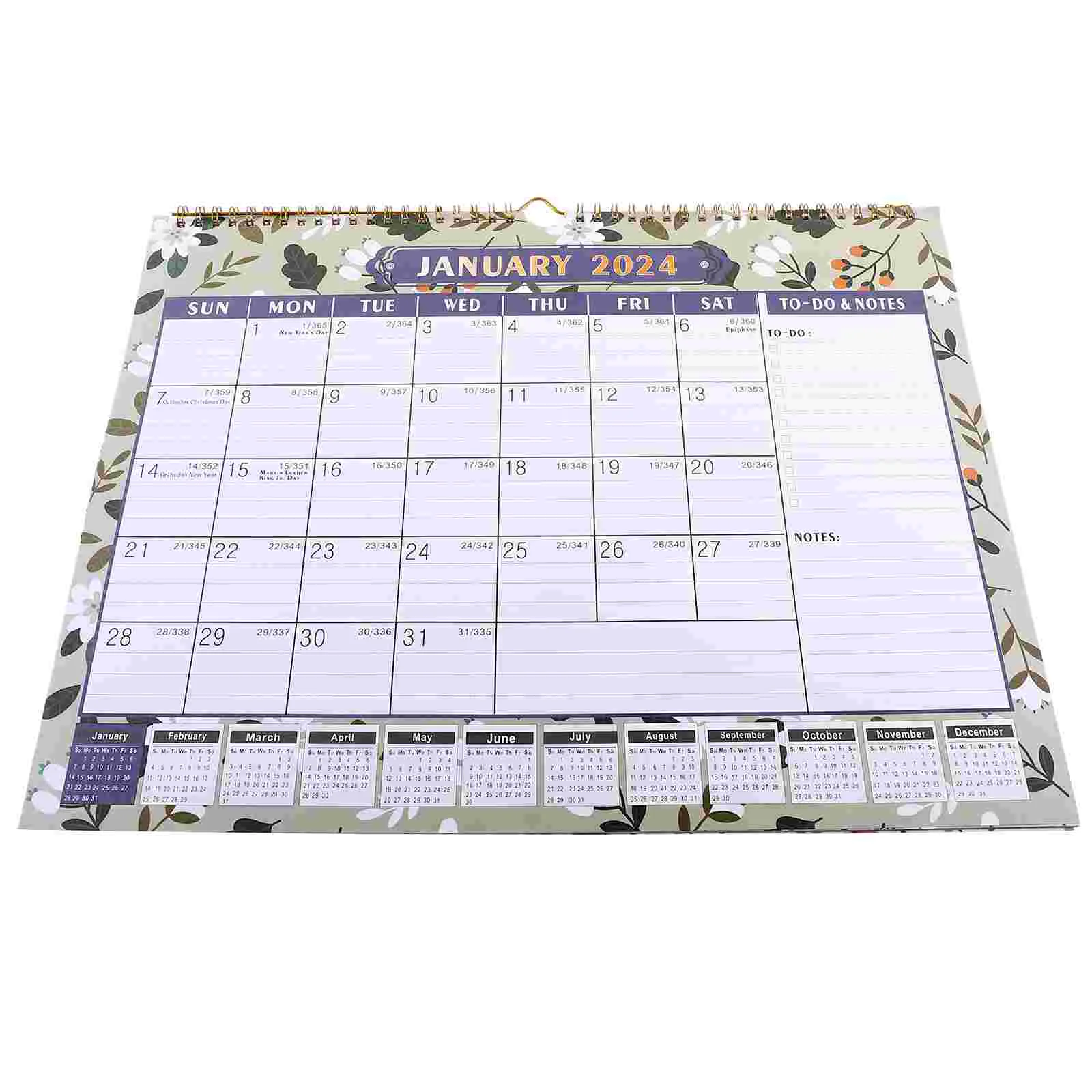 2024 Wall Calendar Large Monthly for Home Goods Desk English 2023-2024 Paper Sturdy Calendars Yearly Dating