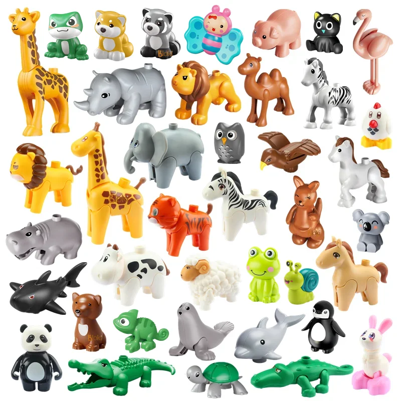 Big Building Blocks Zoo Animal Figure Accessories Frog Snail Dog Comptatible Large Bricks Children Kids Assembly Toys Party Gift construction blocks building blocks