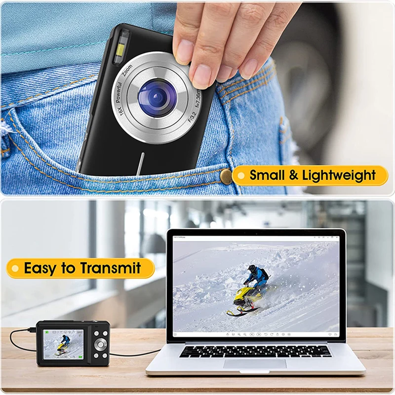 Compact Digital Camera with 16x Zoom and 1080p Resolution