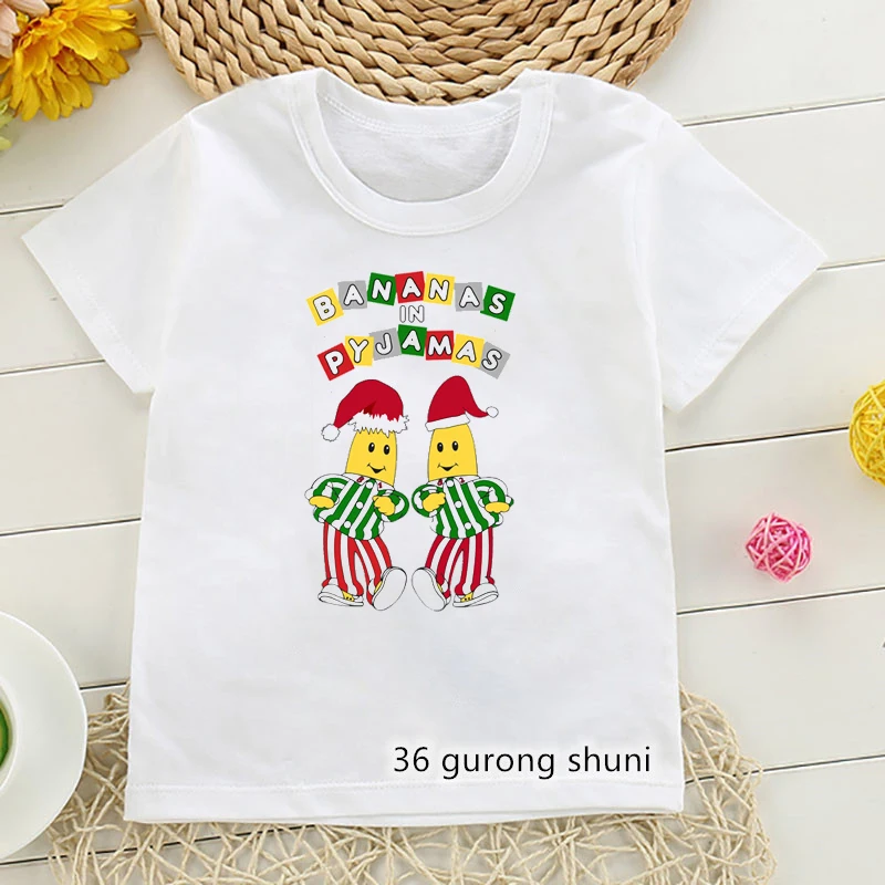 Banana In Pyjama Cartoon Print Tshirt Girls/Boys Harajuku Kawaii Kids Clothes Funny White T Shirt Children'S Clothing T-Shirt 3