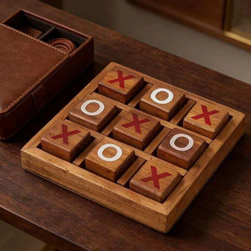 Classico Gioco da Tavolo Strategico Tic Tac Toe, Divertimento per Serate in Famiglia e Viaggi, Giocattoli Educativi in Legno, Sfide Logiche per Bambini e Adulti - immagine 3