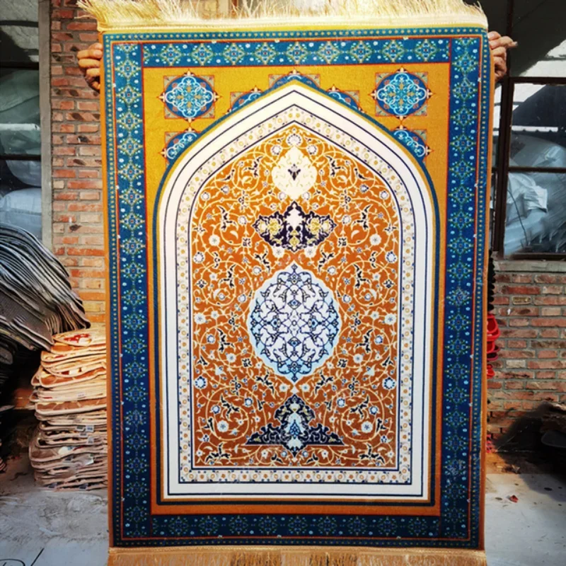 Alfombra de franela para oración musulmana, tapete portátil de viaje para adoración, regalo de Ramadán, almohadilla de adoración impresa suave y gruesa