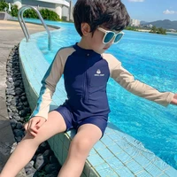 Children's Swimsuit Boys' Treasure One-Piece Swimsuit Children's Vacation Long Sleeved Quick Drying One-Piece Swimsuit 2