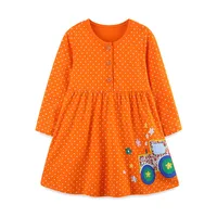 Jumping Meters 2-7T Long Sleeve Embroidery Polka Dot Princess Girls Dresses Truck Applique Children's Clothes Party Kid Frocks