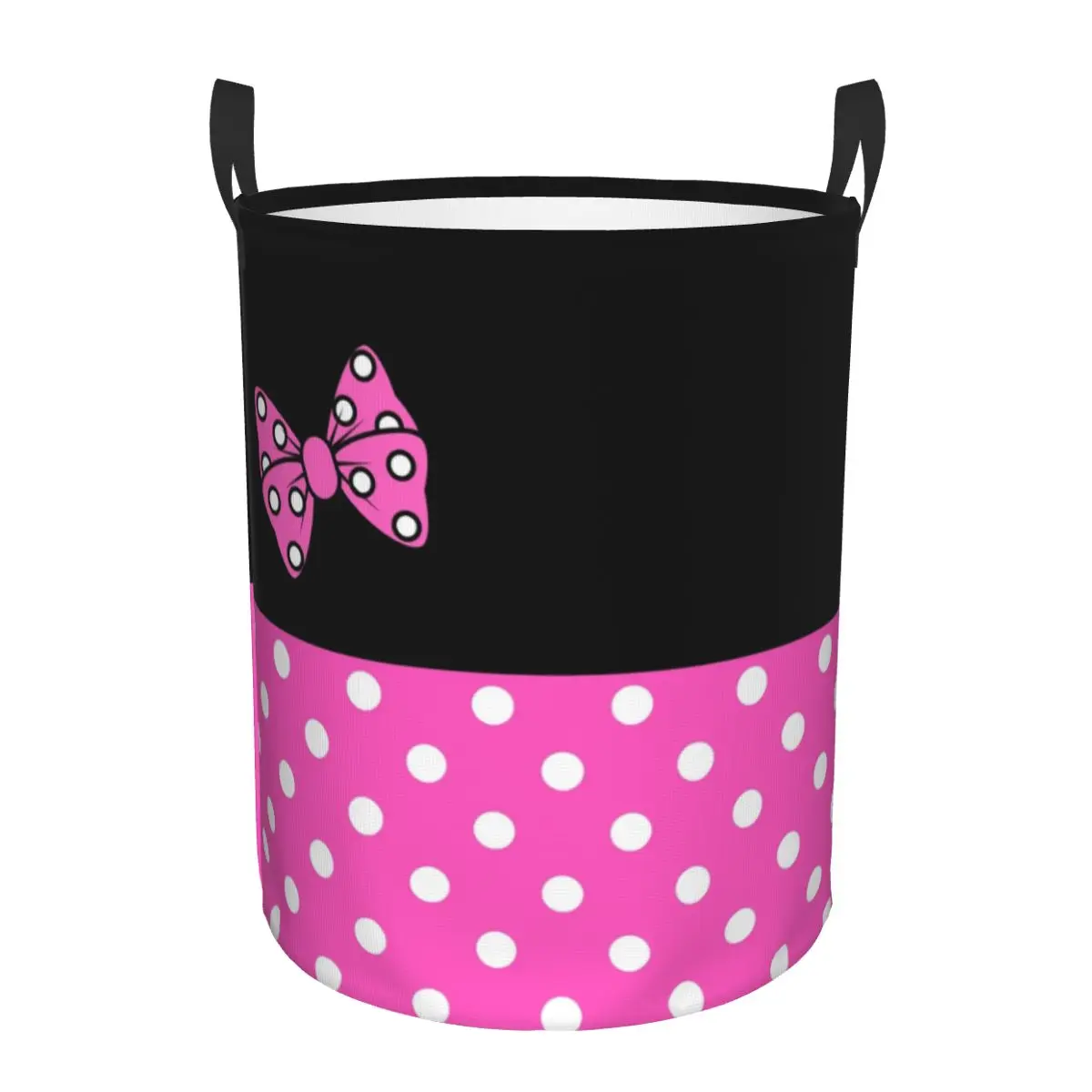 Vintage Black And Pink Tiny Polka Dot Laundry Basket